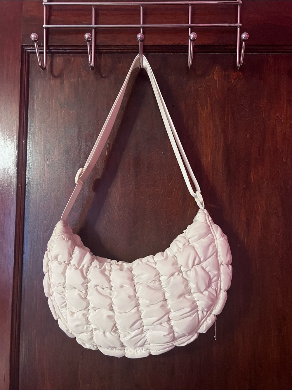 wild fable Quilted Crescent Crossbody Bag in Light Pink